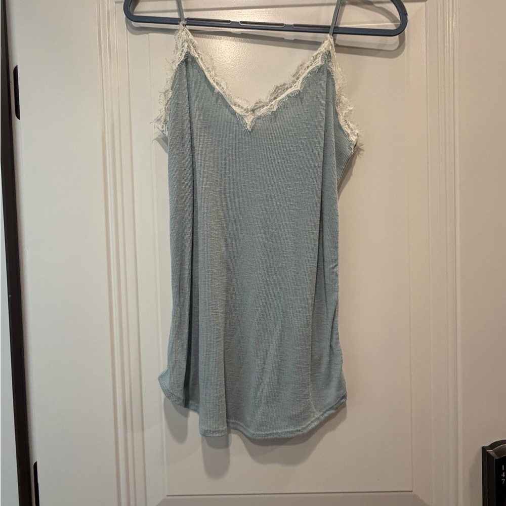 P.S. Love Light Blue Lace Trim Camisole